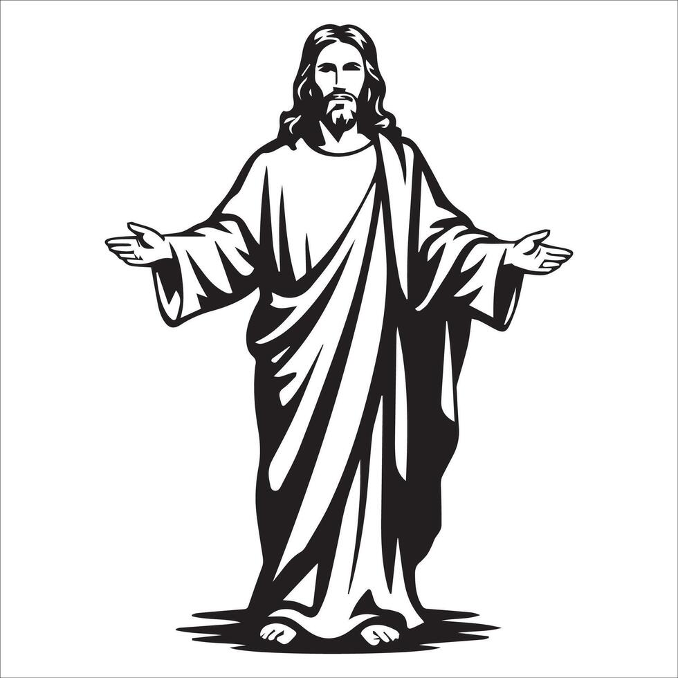 Jesus with Open Arms Offering His Grace vector