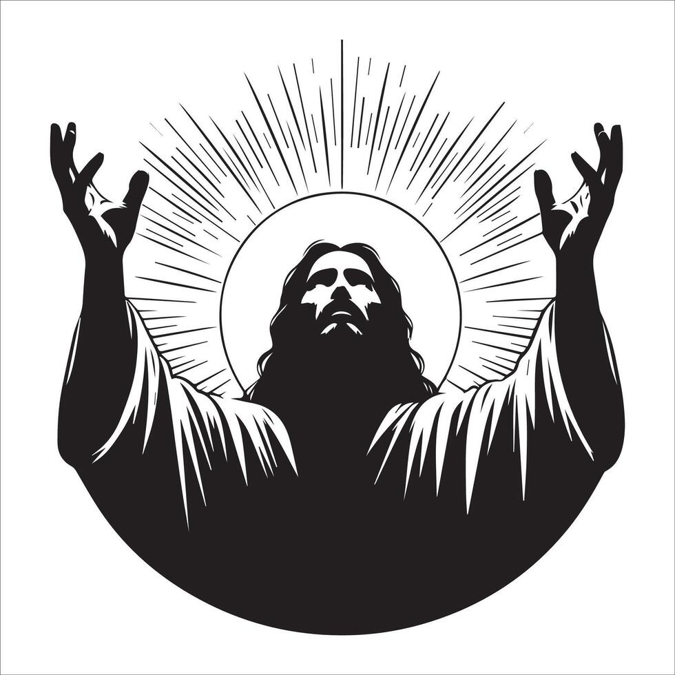 Jesus Looking Up to Heaven , vector