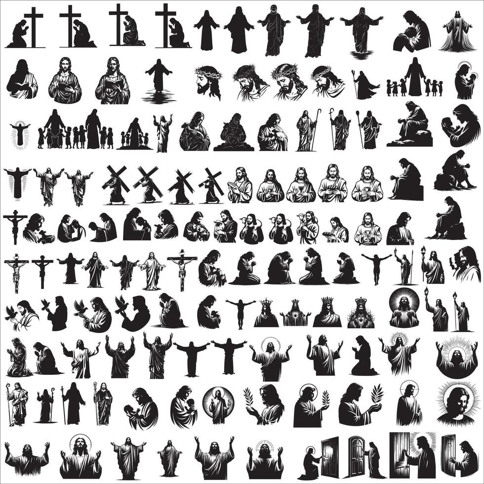 Jesus all pose set , vector