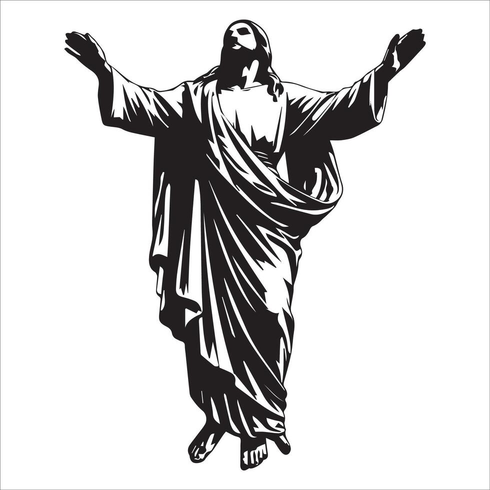 Spiritual Jesus with Open Arms Silhouette Art vector