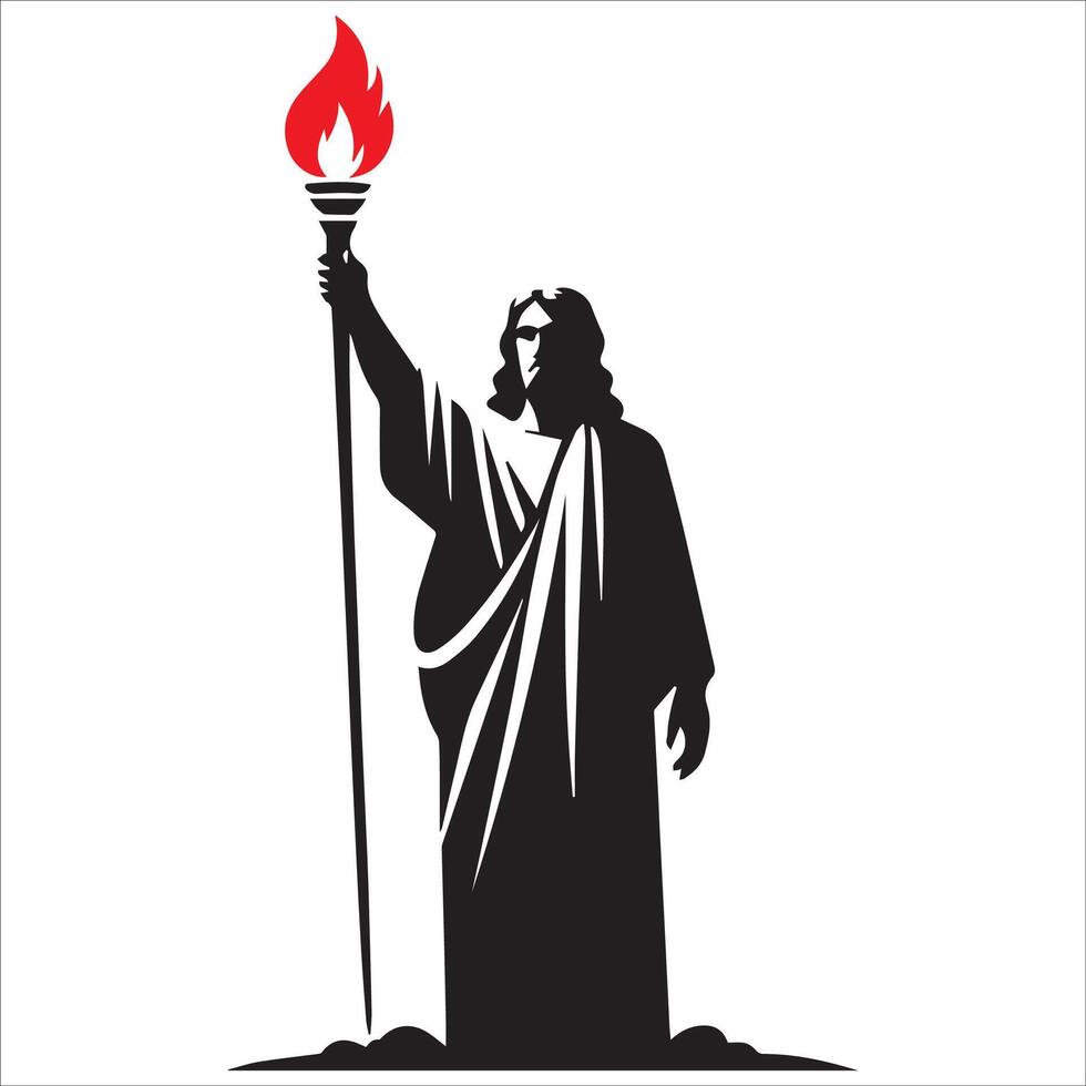 Jesus Holding a Torch Silhouette Illustration vector