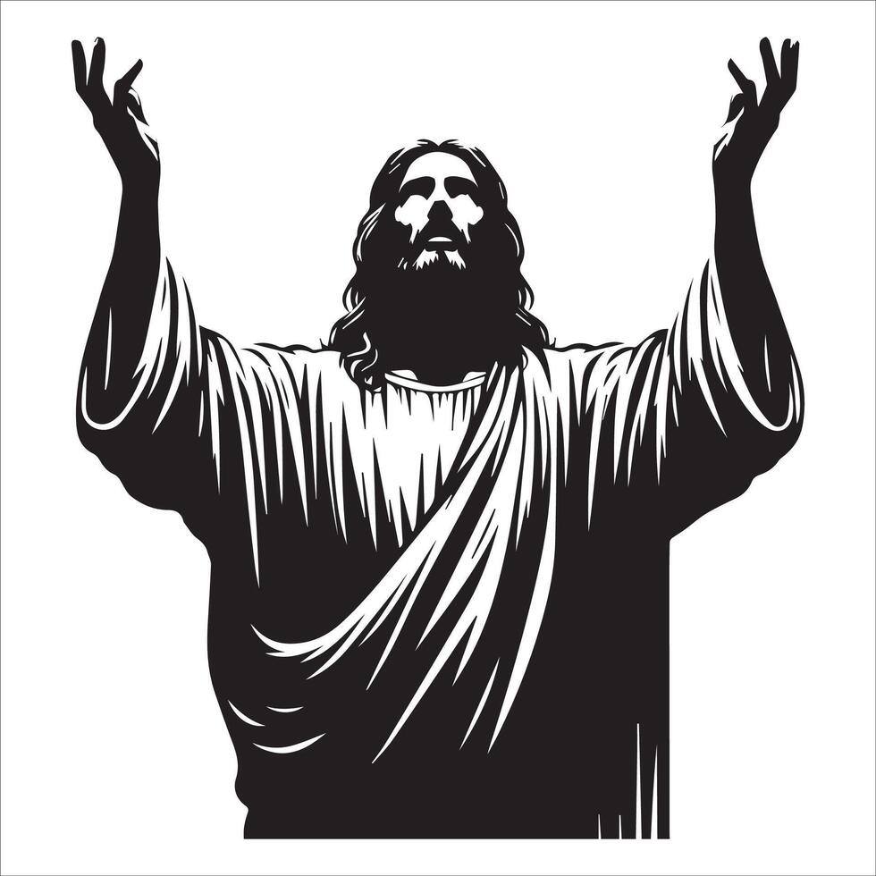 Jesus with Open Arms Welcoming the Weary vector