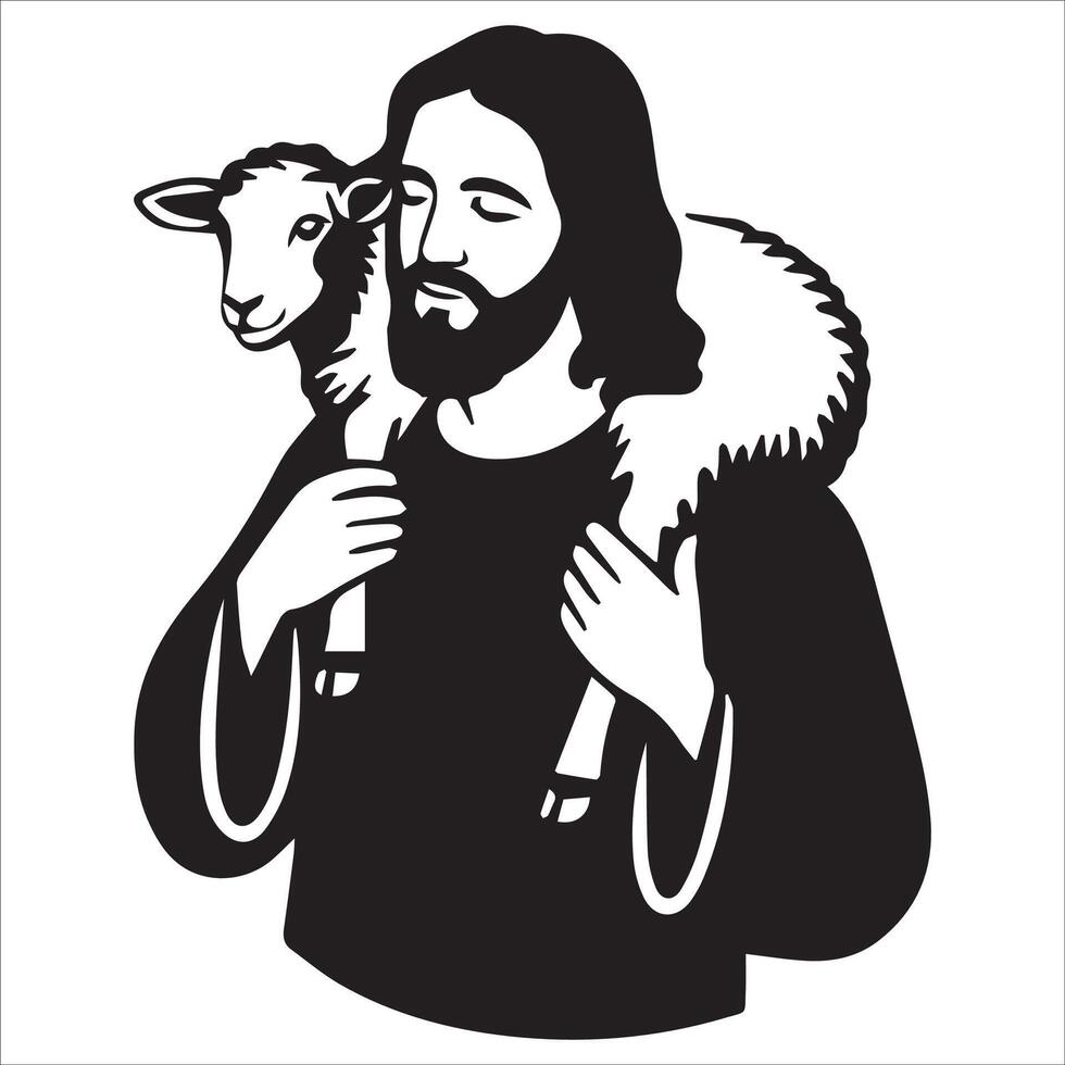 Jesus Holding a Lamb , vector