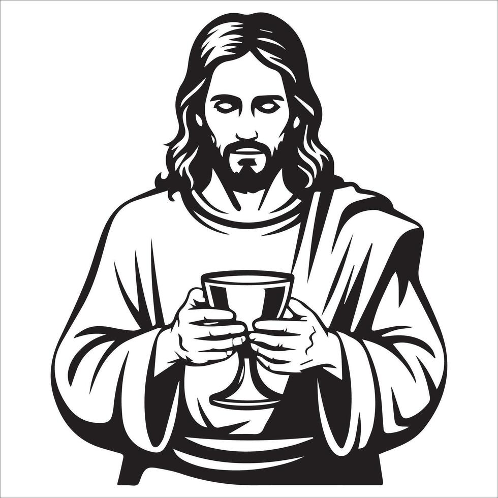 Jesus with Arms Wide Open Silhouette Art vector