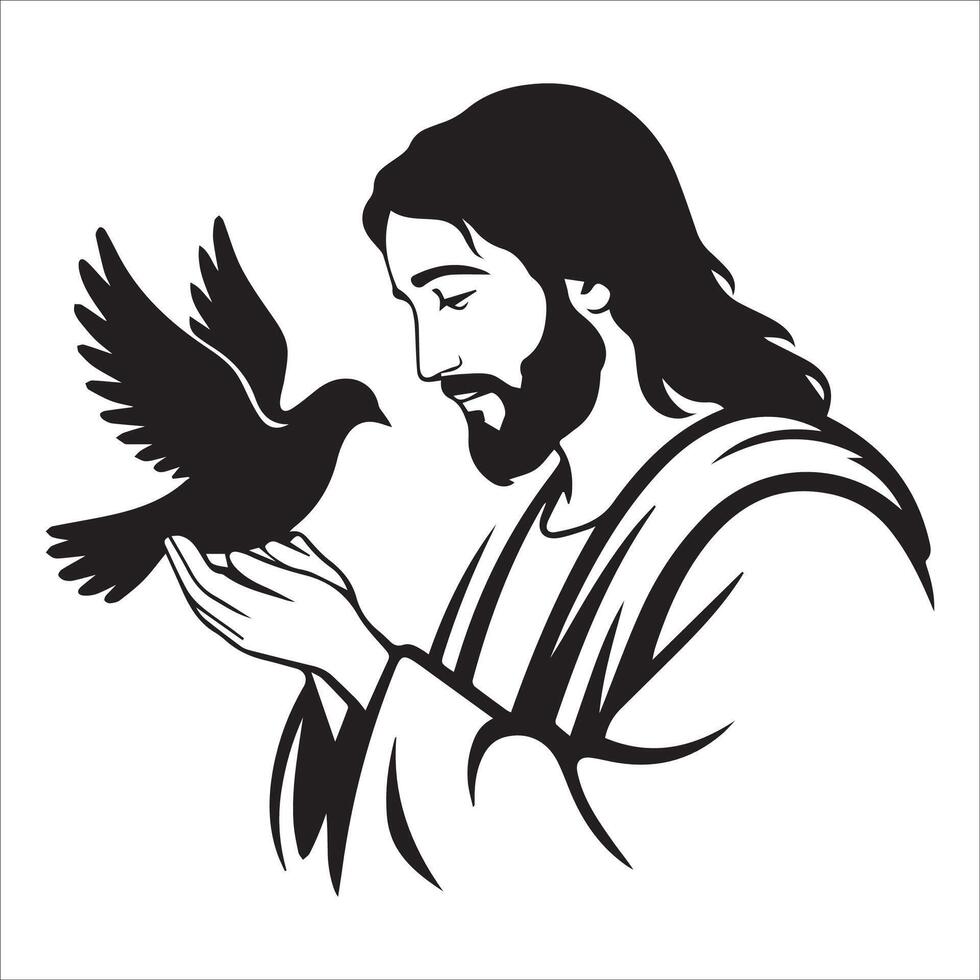 Jesus Holding a Dove . vector
