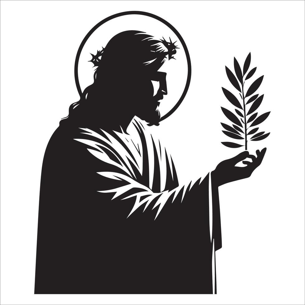 Serenity in His Hand Jesus and the Olive Branch vector