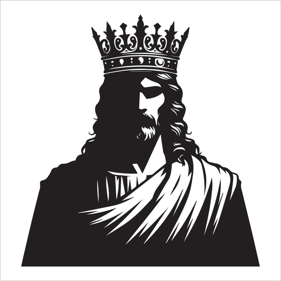 The Divine King Jesus with a Crown vector