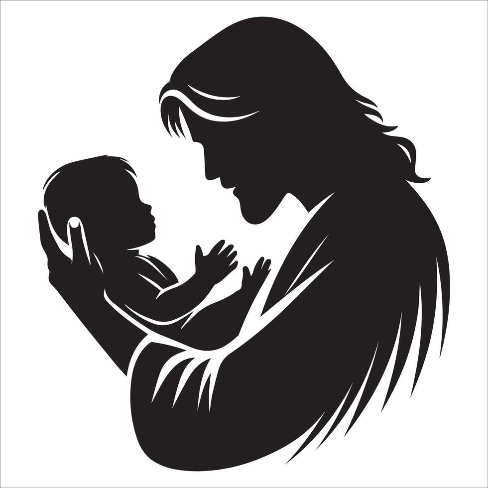 Holy Jesus Embracing a Child Silhouette Art vector