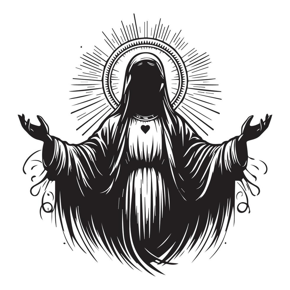 Mary in Prayer Asking for Guidance vector