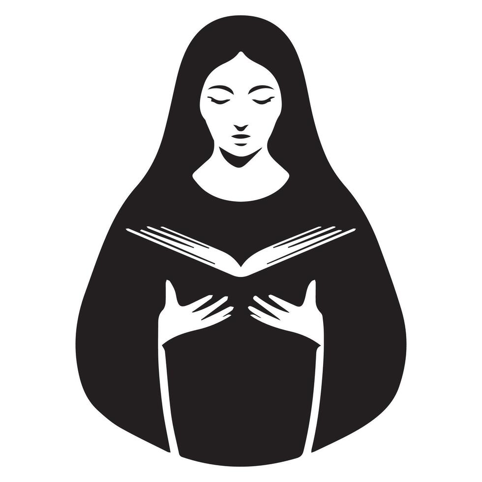 Virgin Mary Holding an Open Book silhouette vector