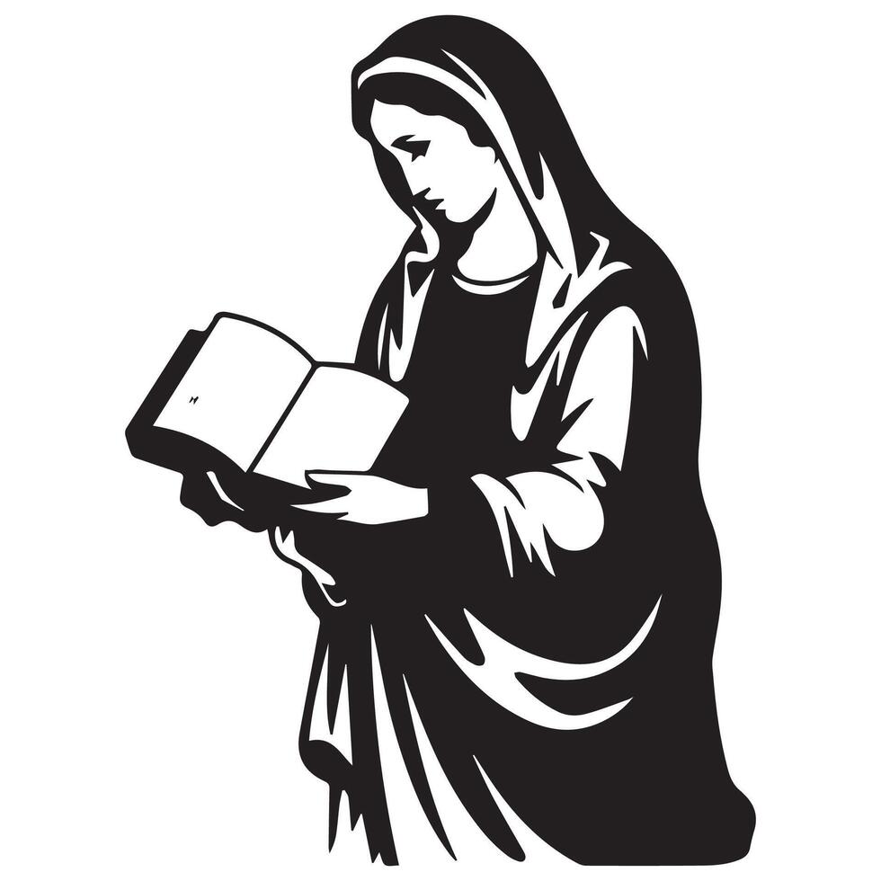 Virgin Mary Holding an Open Book design vector