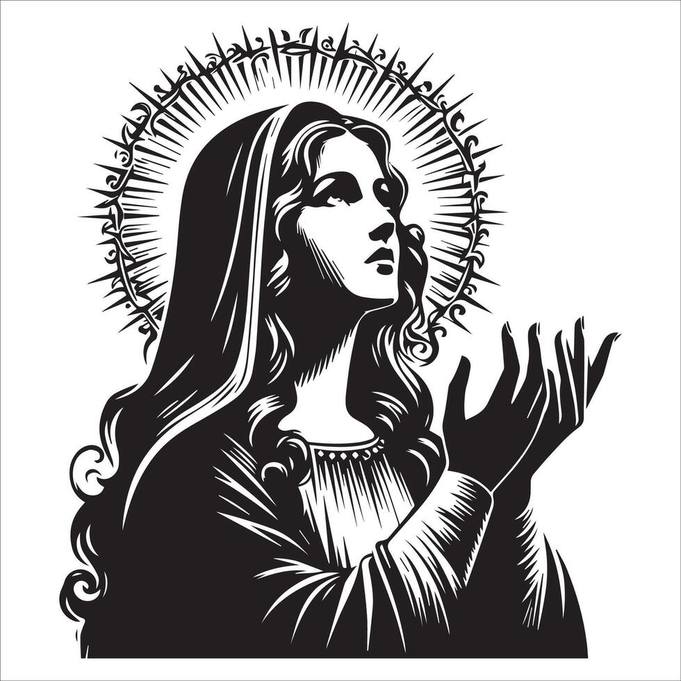 The Blessed Virgin Mary in Prayerful Reflection vector