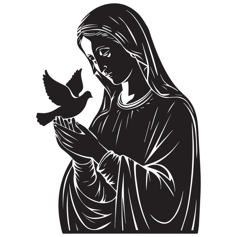 Virgin Mary Holding a Dove vector