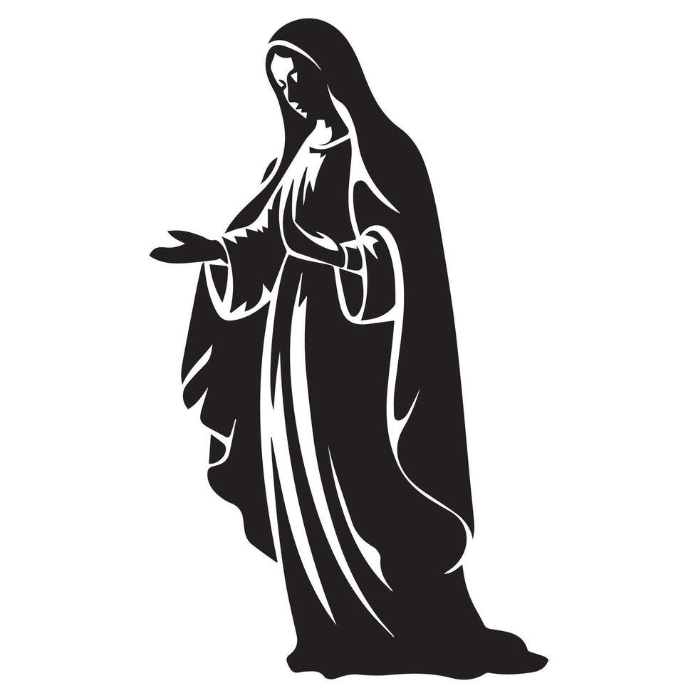 Virgin Mary in Prayerful Reflection vector