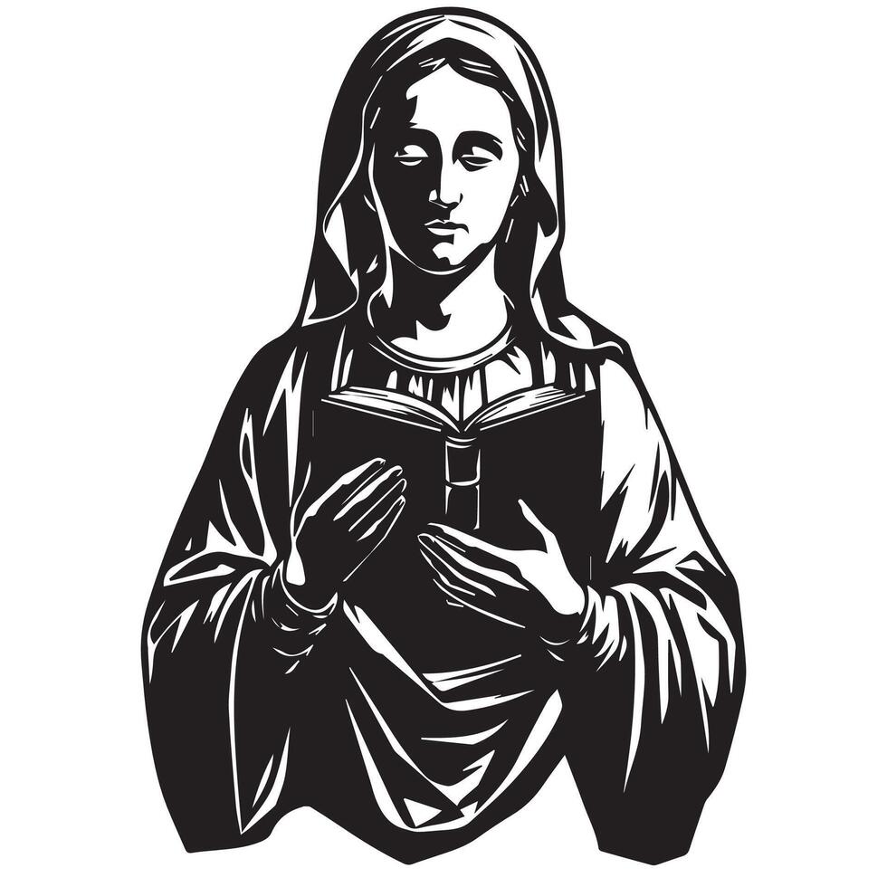 Virgin Mary Holding an Open Book vector