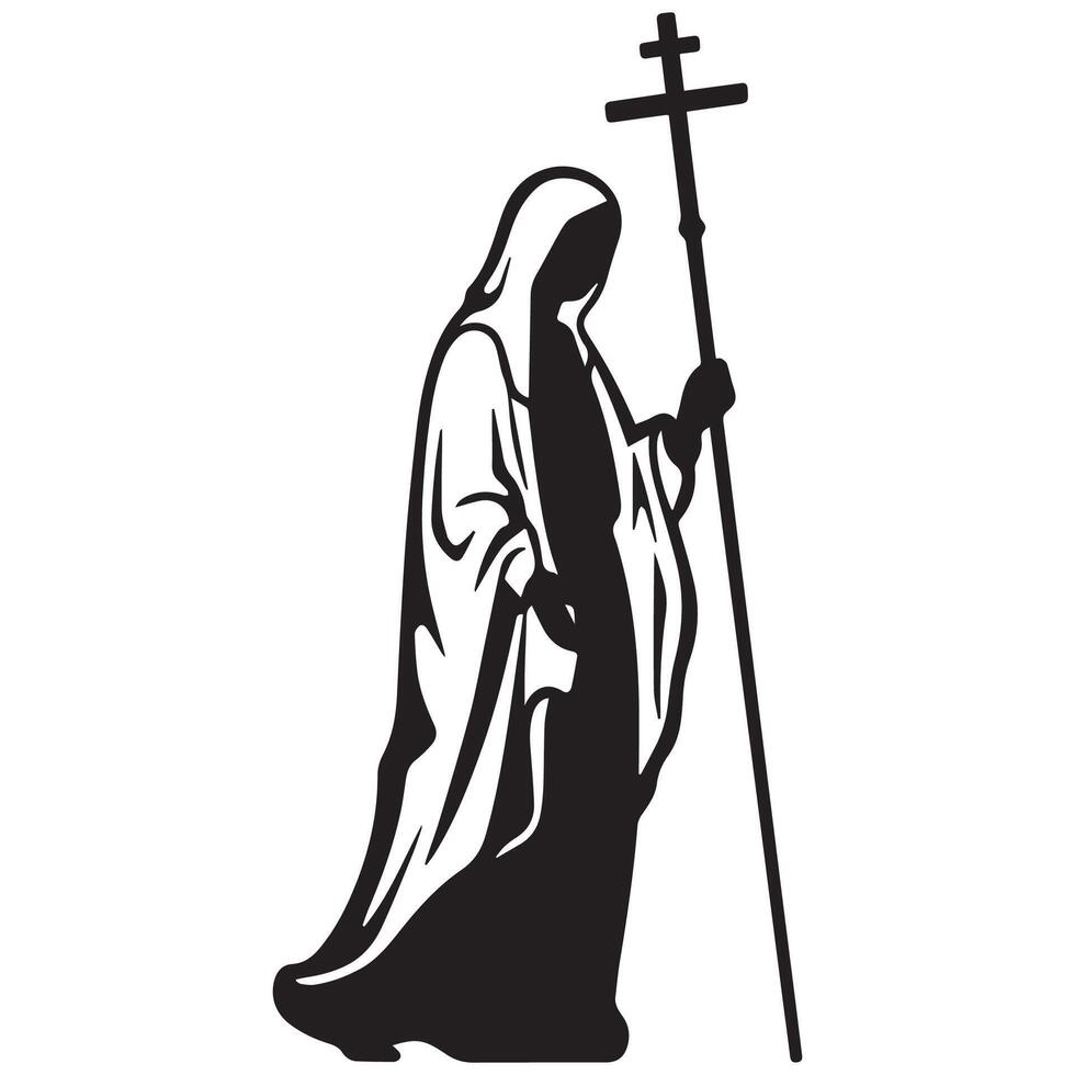Virgin Mary Walking with a Staff Design vector
