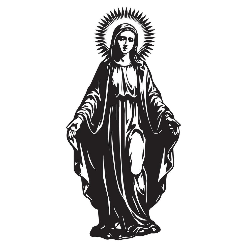 Mary Offering Her Heart in Prayer vector
