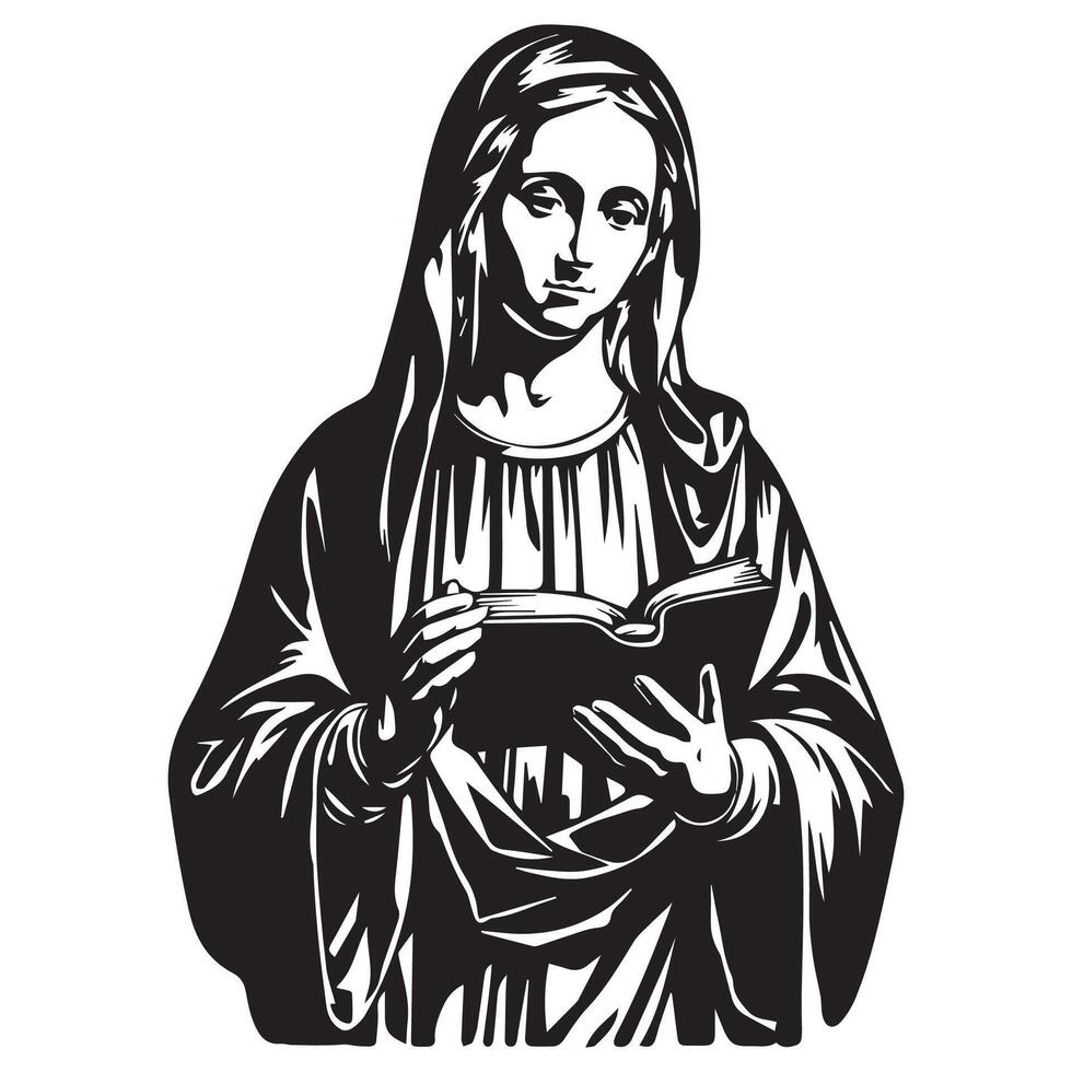 Virgin Mary Holding an Open Book , vector