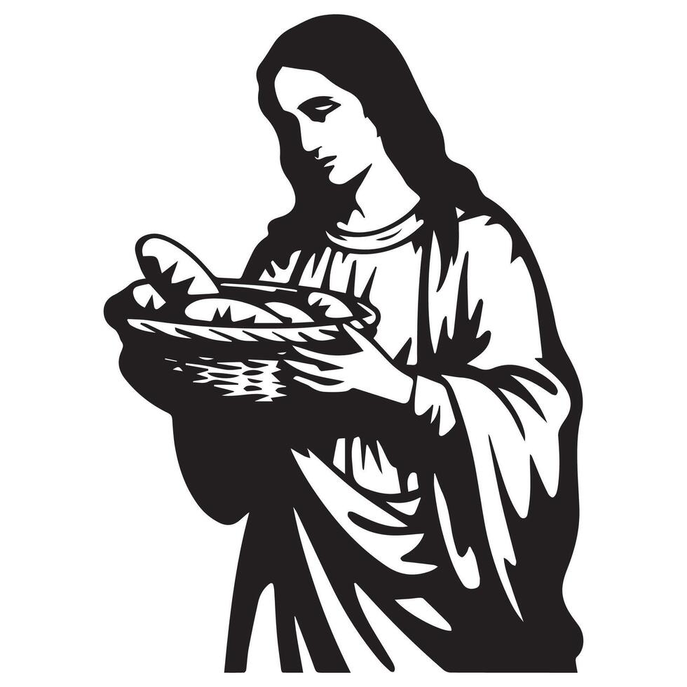 Virgin Mary Carrying a Basket of Bread , vector