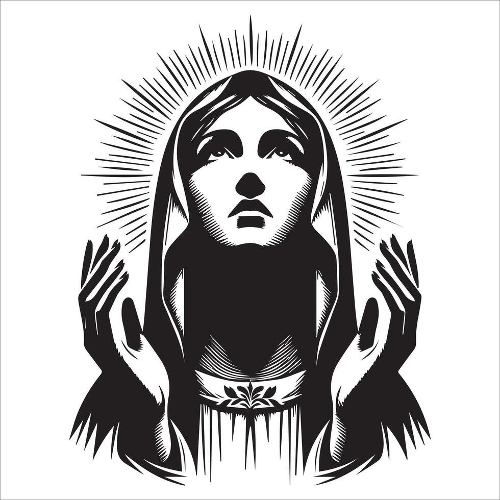 Virgin Mary in Sacred Devotion vector