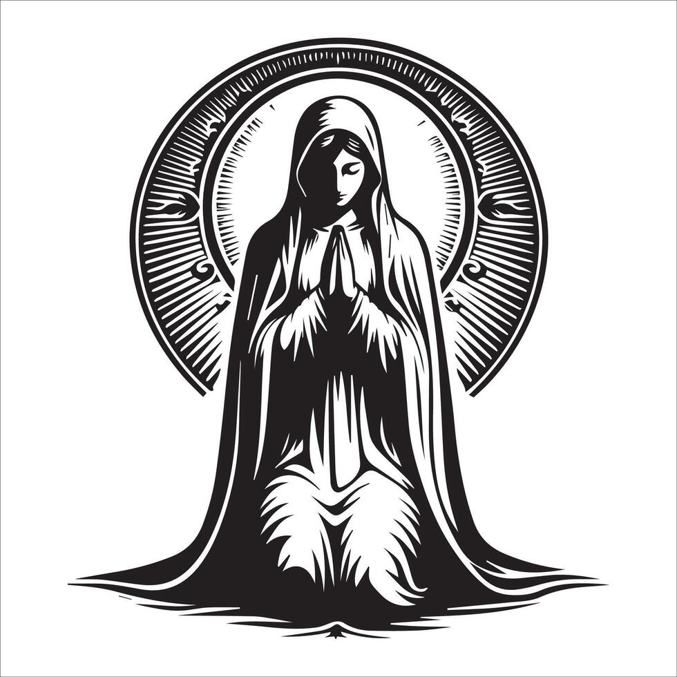 Mary with a Heart of Prayer vector
