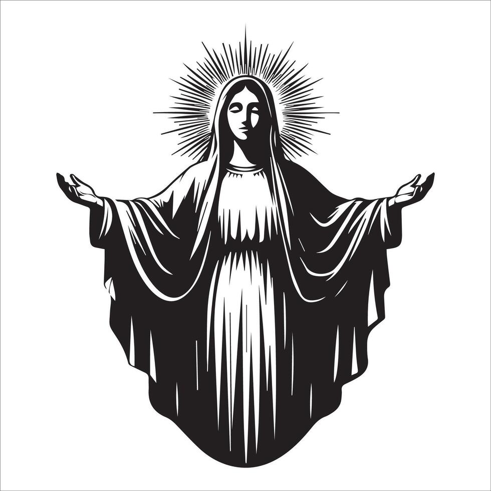 Virgin Mary Praying for Peace and Healing vector