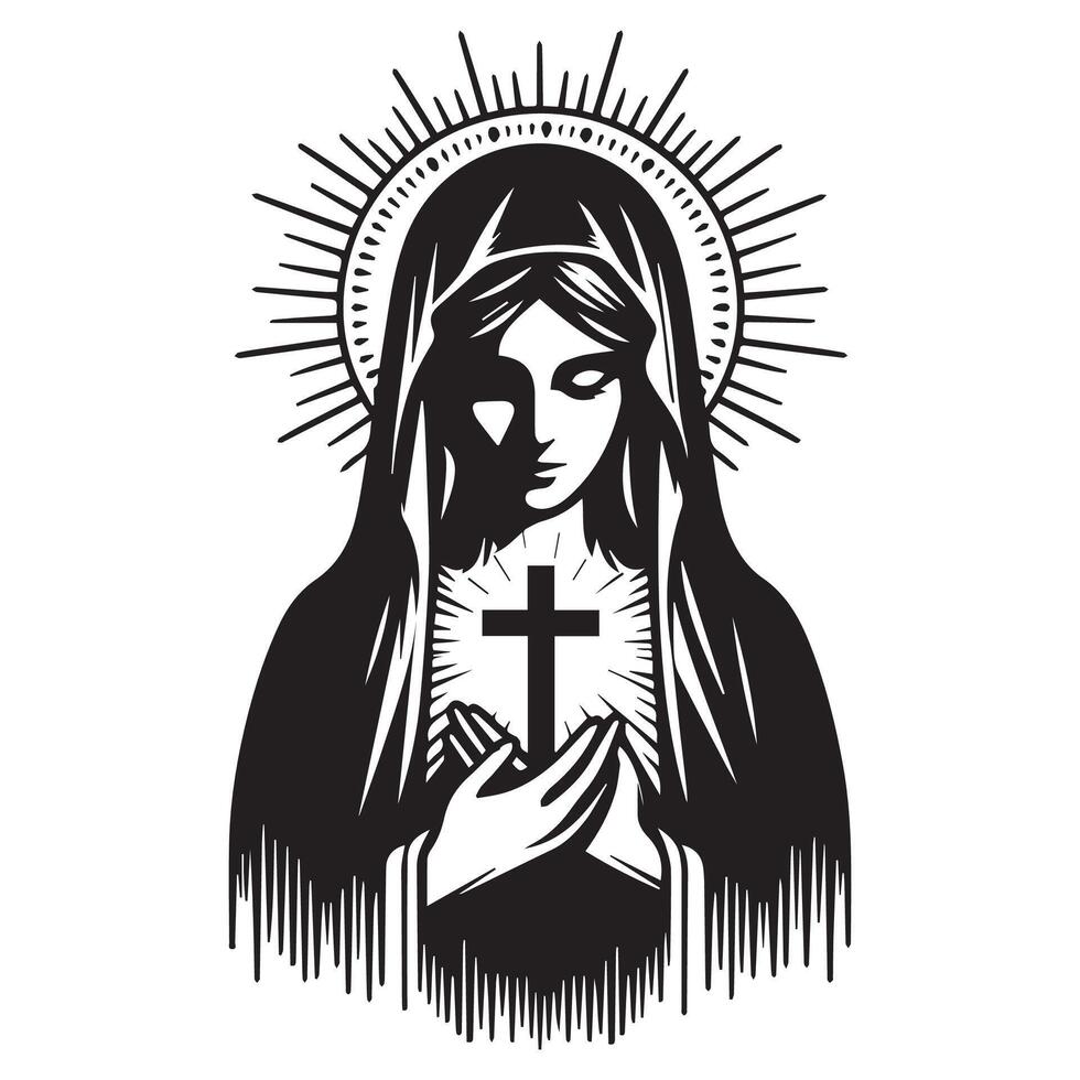 Virgin Mary Holding Out Her Hand vector