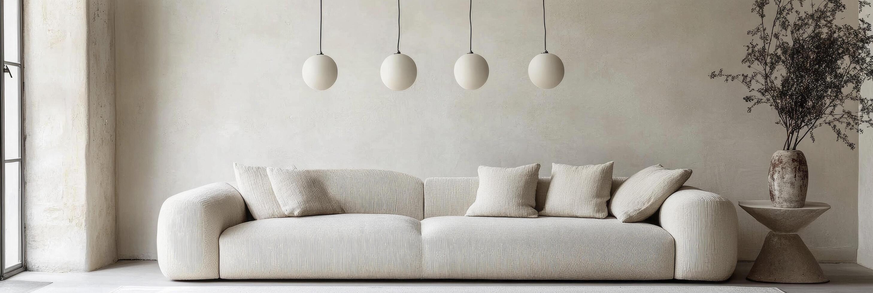 A white couch in front of a window photo