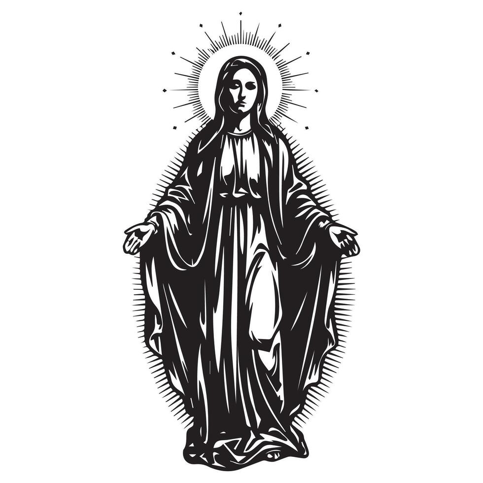 The Prayerful Virgin Mary in Humble Submission vector