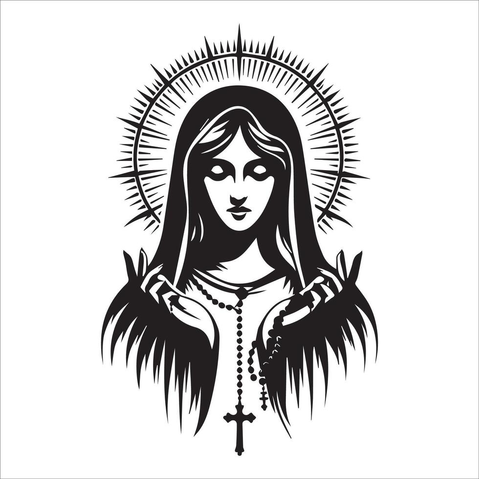 Virgin Mary in Prayer for Strength vector