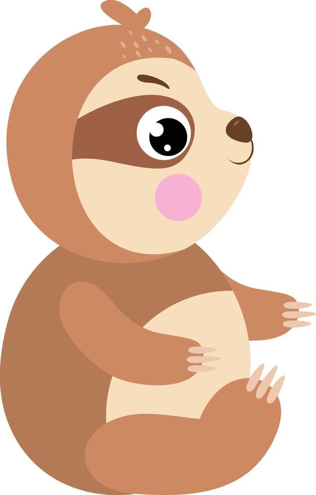 Friendly brown sloth sitting vector