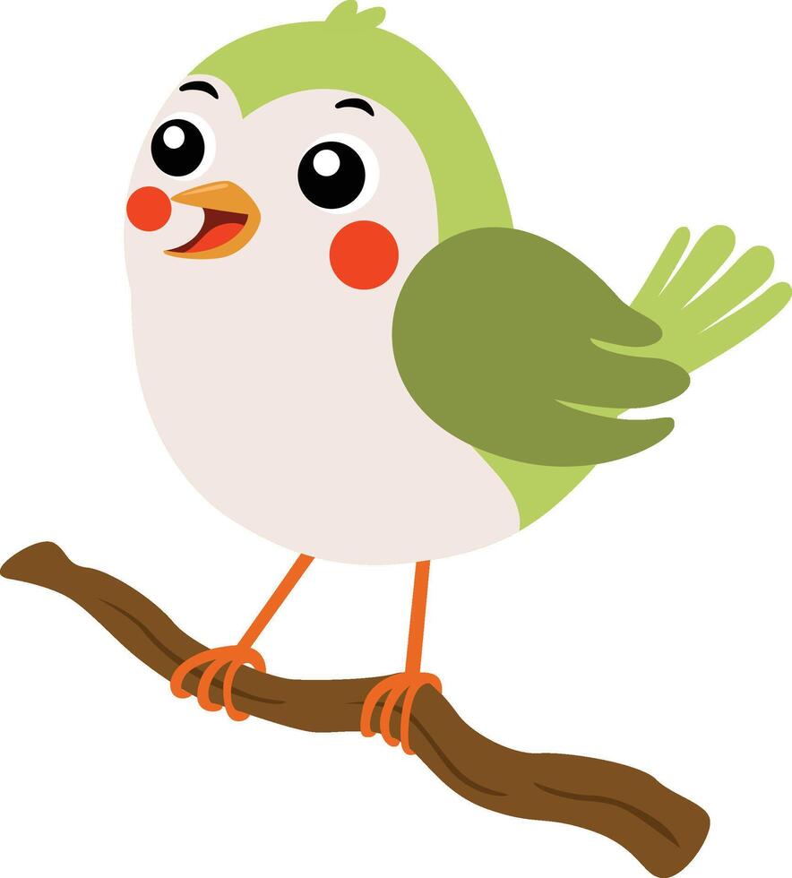 Cute bird on a branch vector