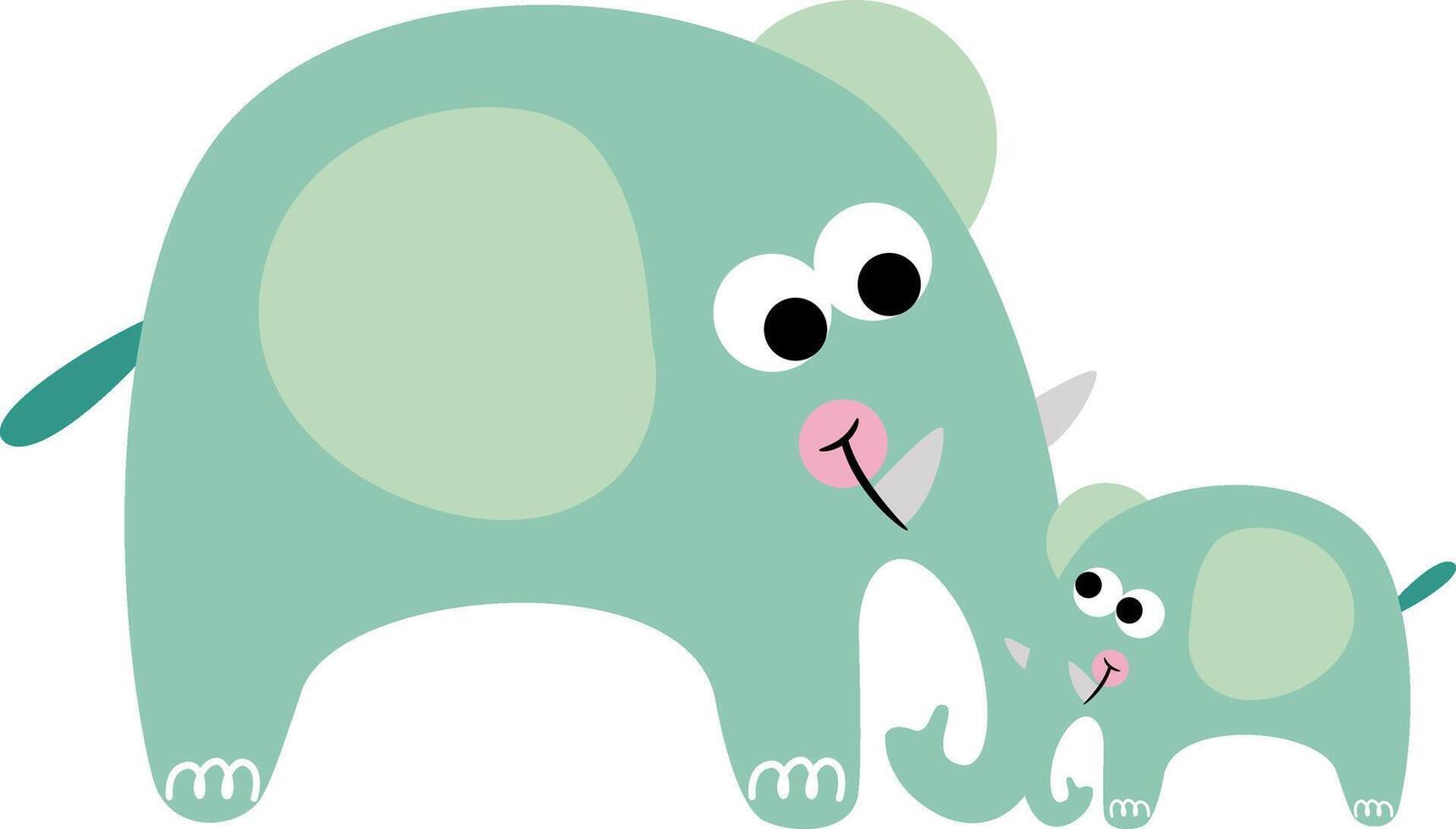 Funny elephant and the little son vector
