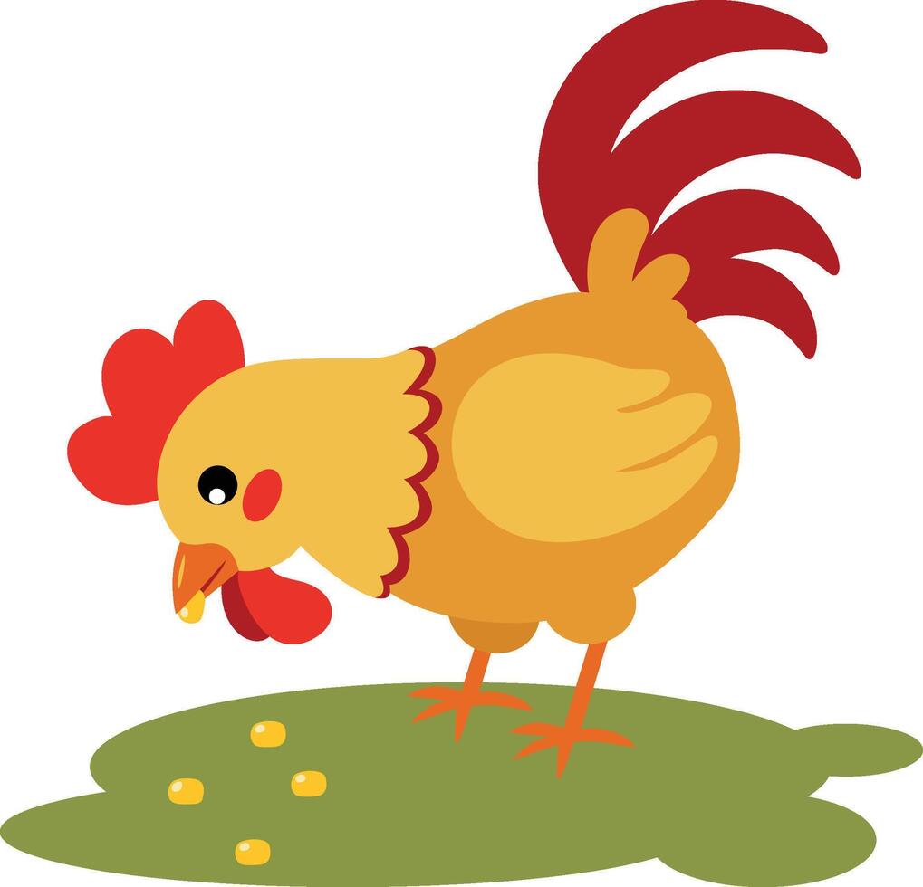 Cute Rooster Snacking Sweet Corn vector