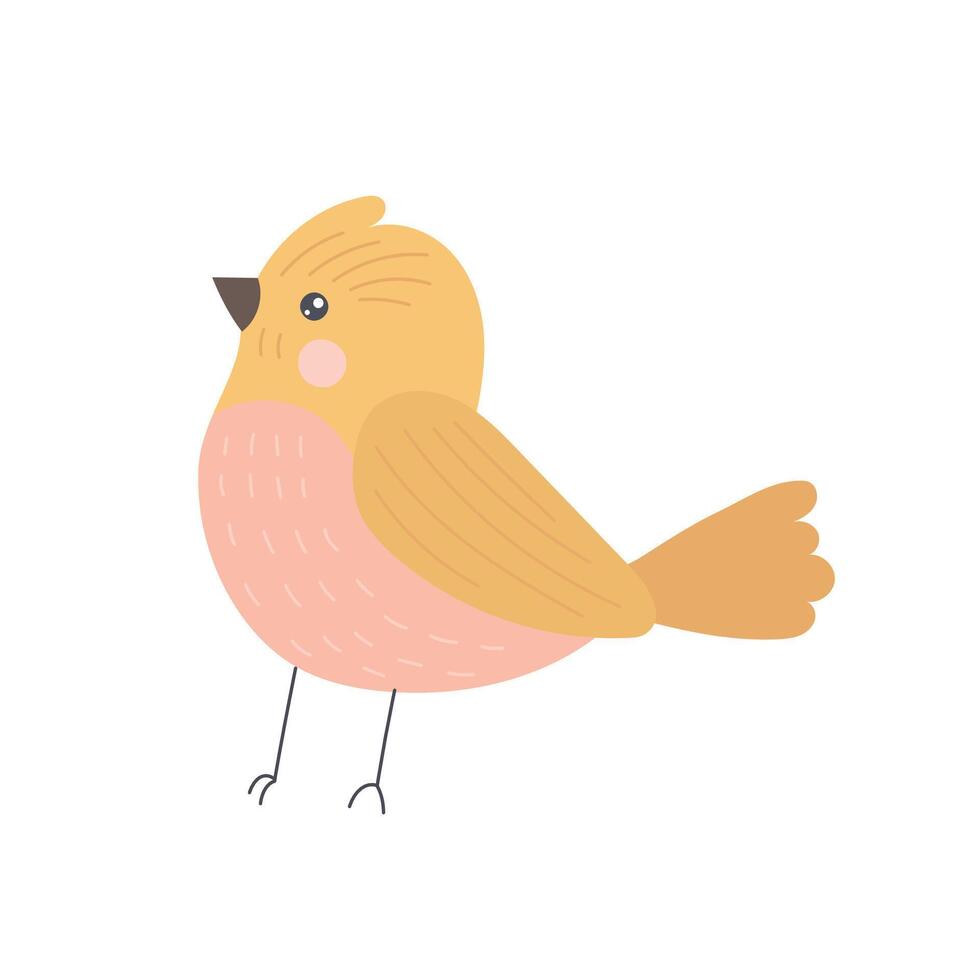 Yellow canary with blush cheeks and a warm serene look, styled for storybook visuals, feminine prints, and gentle playful children illustrations vector