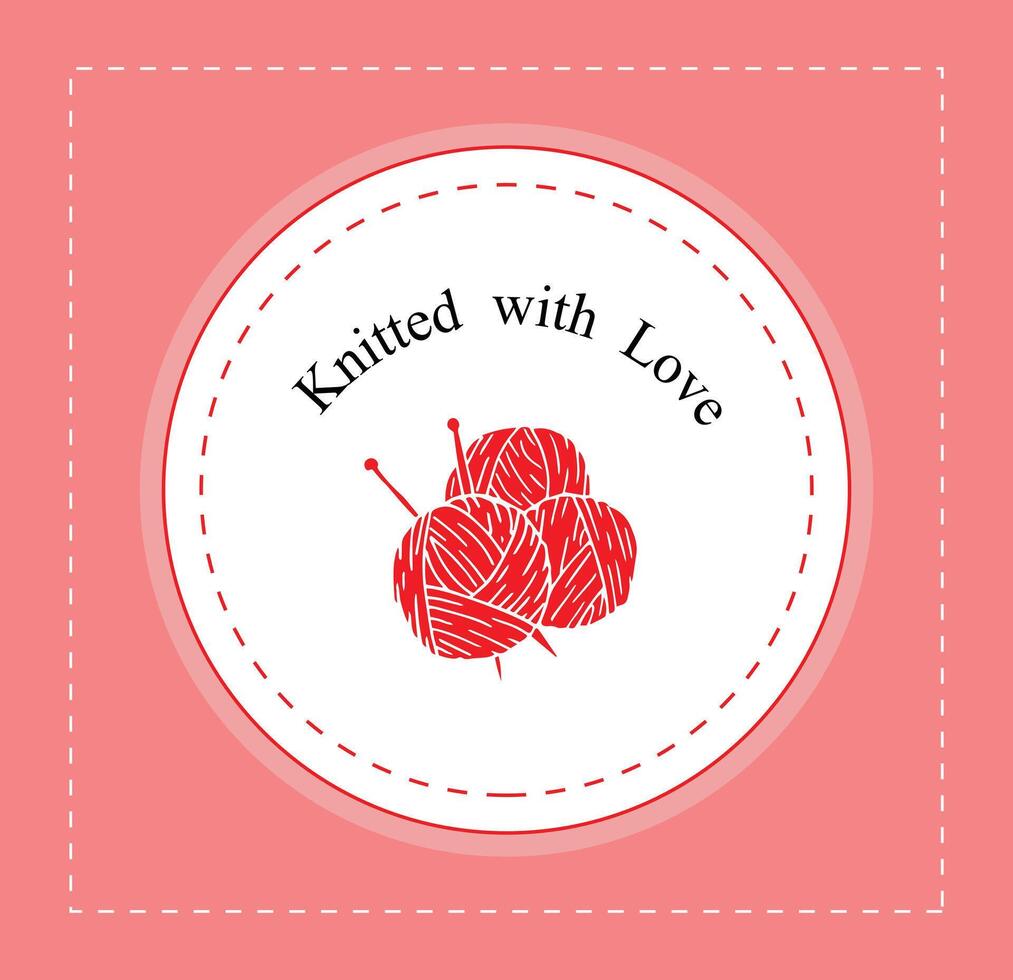 Knitting card. Knitting label vector
