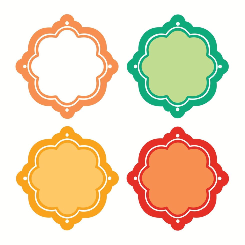 Four Colorful Frames Set, Decorative Shape Design on White Background vector