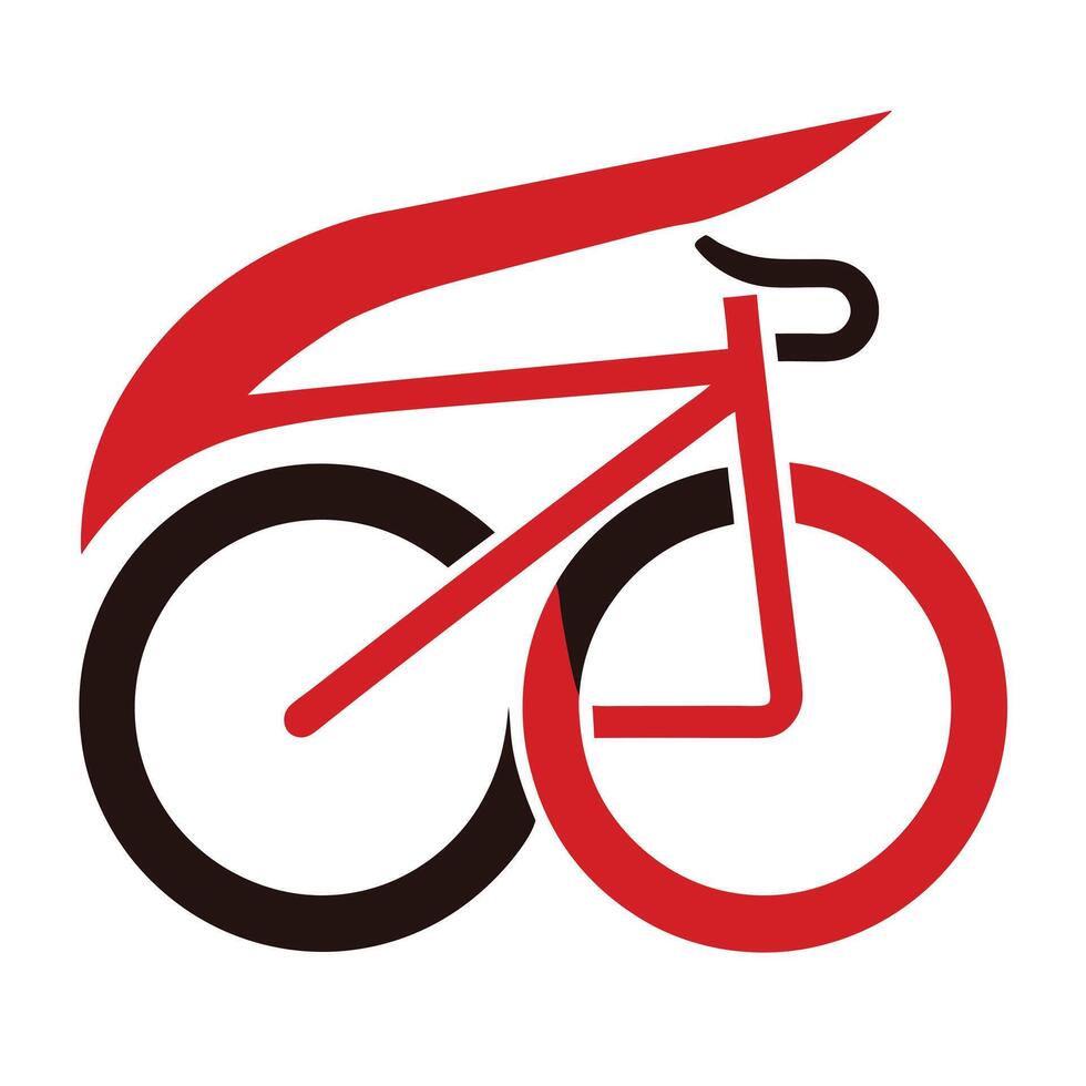 Stylized Bicycle Design with Red Accents on White Background Icon Simple Art vector