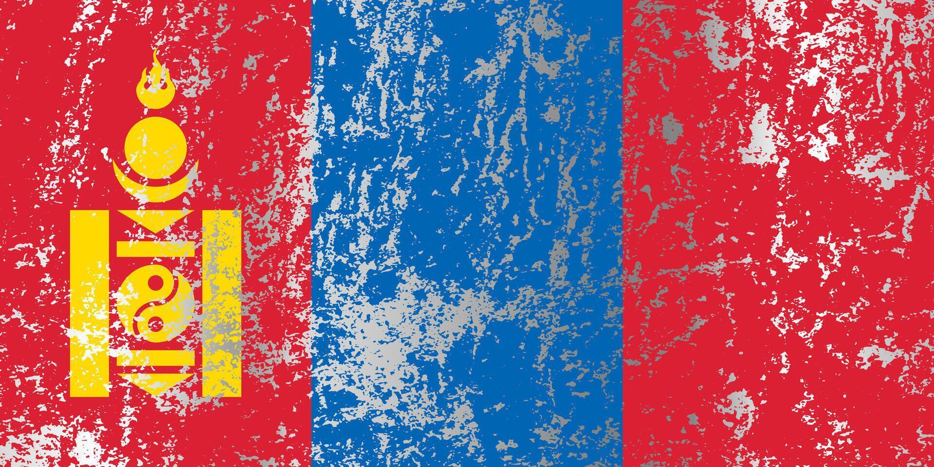 Mongolia flag with grunge effect. vector