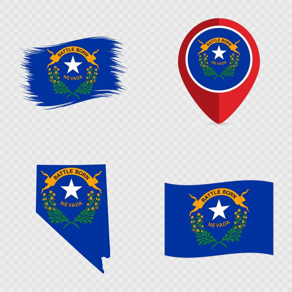 Nevada State Flag Icon Set. vector