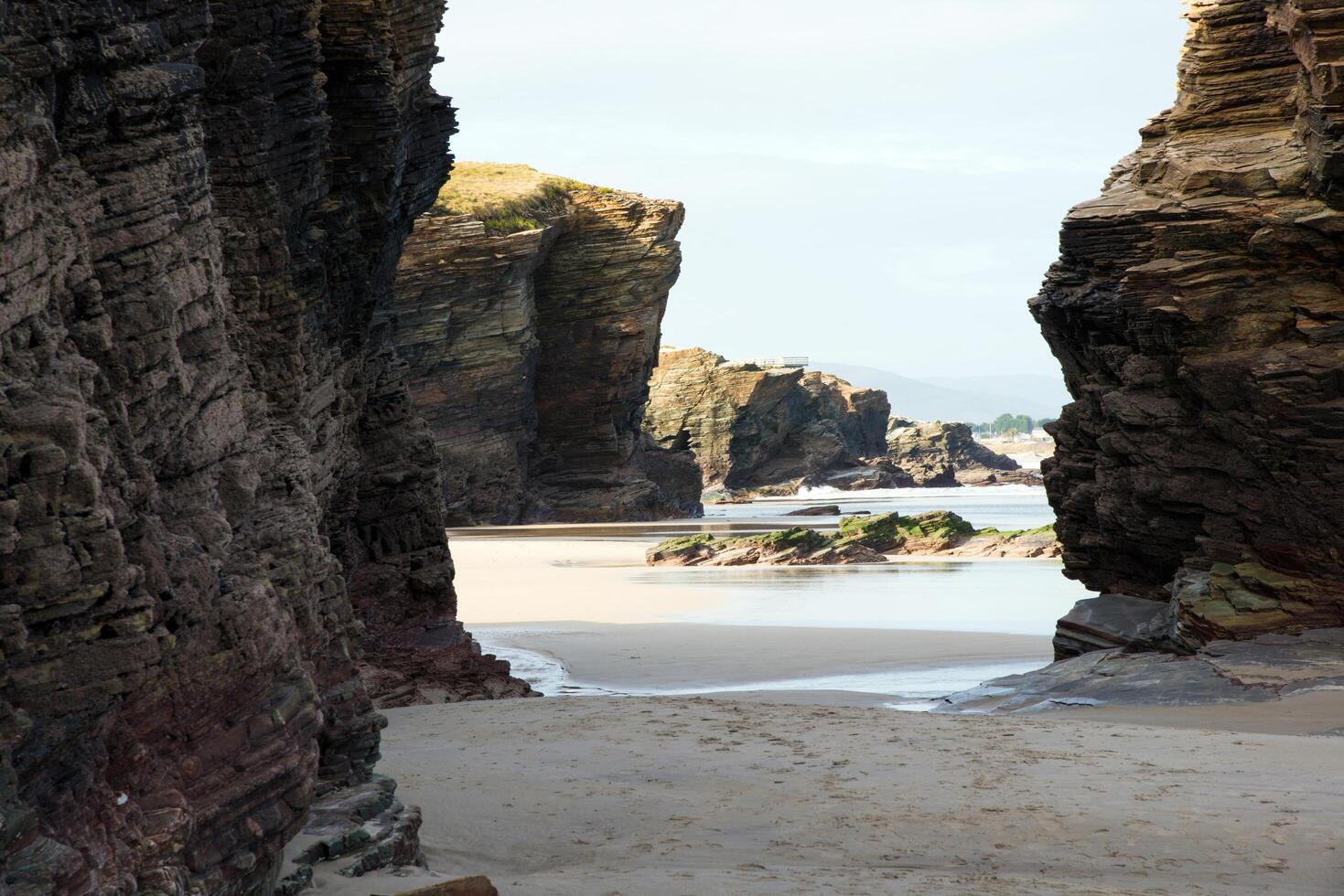 Impressive cliffs at Cathedral beach, no people. Lugo, Galizia, Spain photo