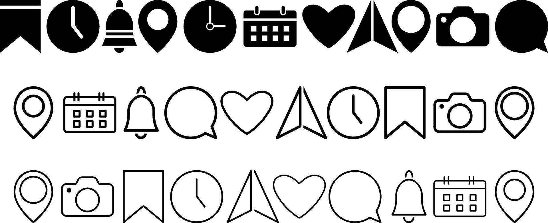 Social Media set icons design template elements Black clipart collection vector