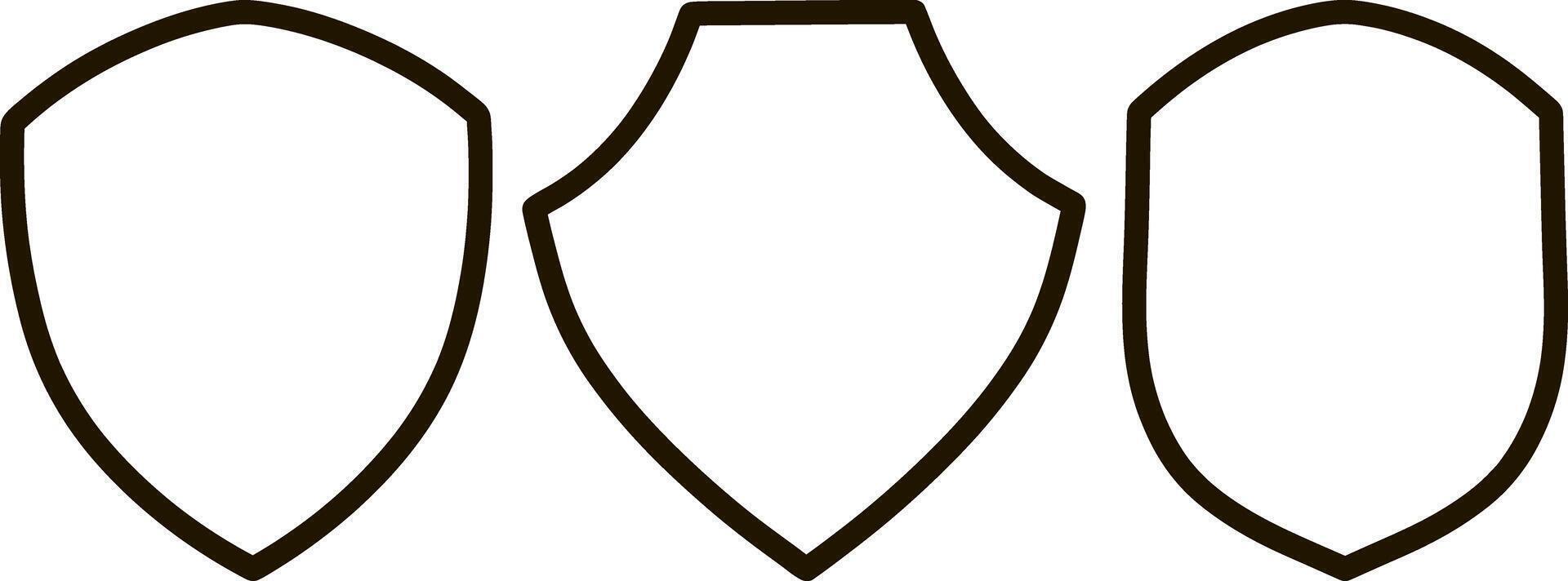 Shield guard set icon isolated. Sketch filled flat sign. Black line vector