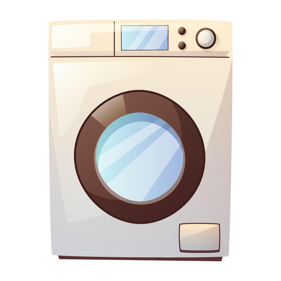 illustration of a washing machine for washing clothes. Household electrical appliance for housekeeping, for laundries. Spring cleaning, cleaning, cleanliness in the house. vector