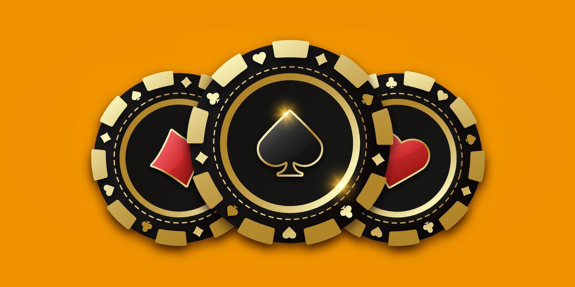 Professional poker chips set with spade suit design. Realistic casino tokens for gambling websites, gaming apps and betting platform banners. vector