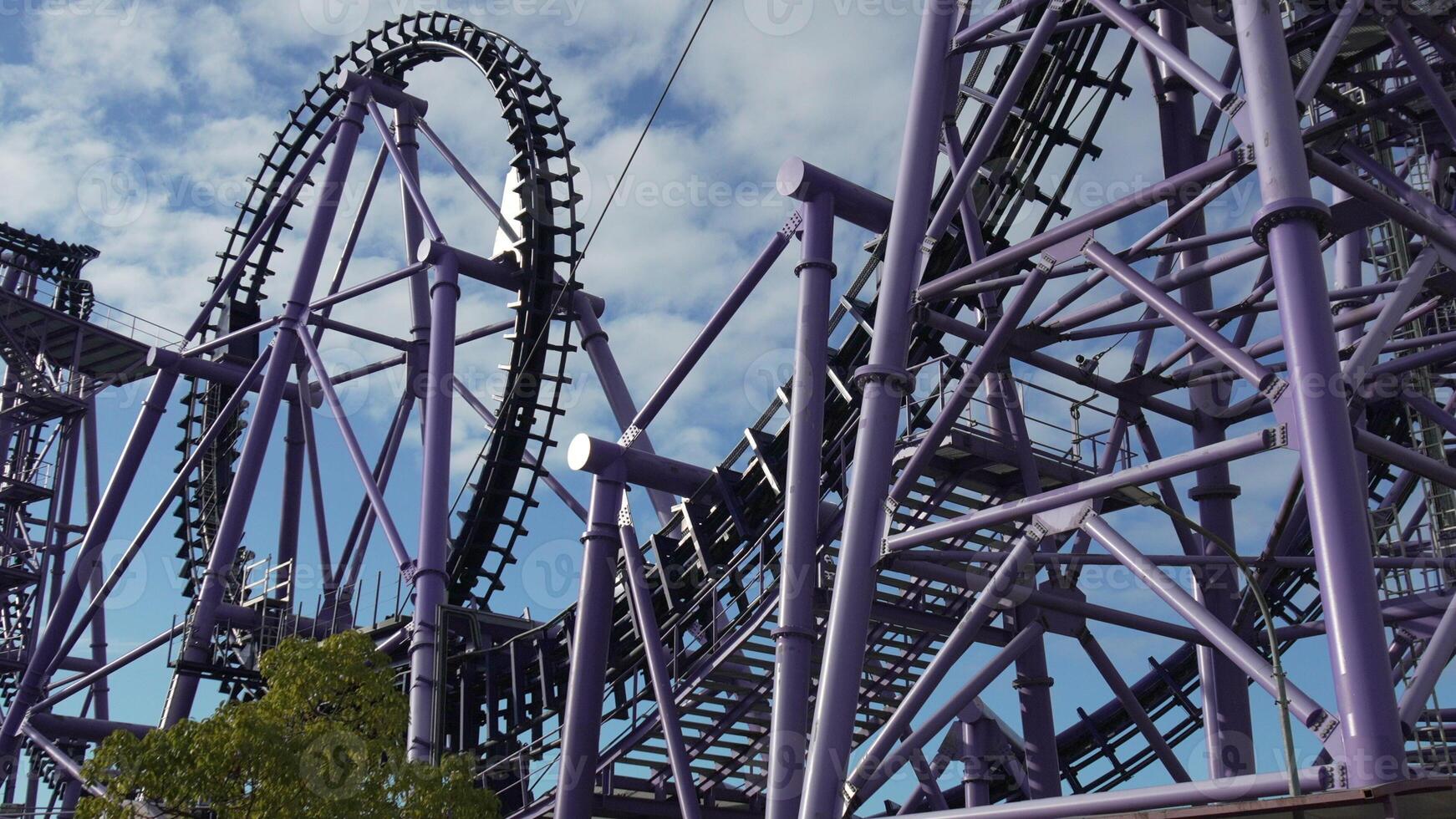 Colossus Rollercoaster, Thorpe Park, UK. Thrilling Ride Structure, Summer Day photo