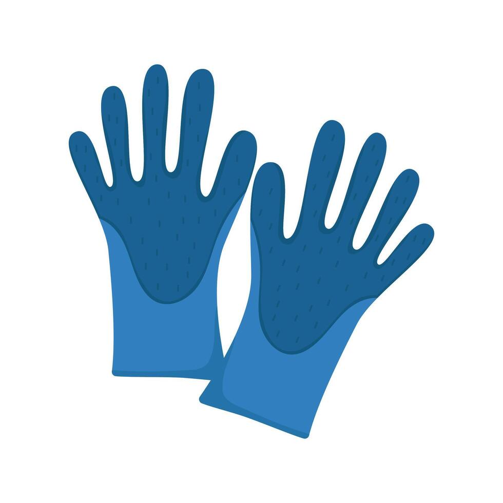rubber gloves for house cleaning isolated on white background. Logo or icon with items for sanitation. vector