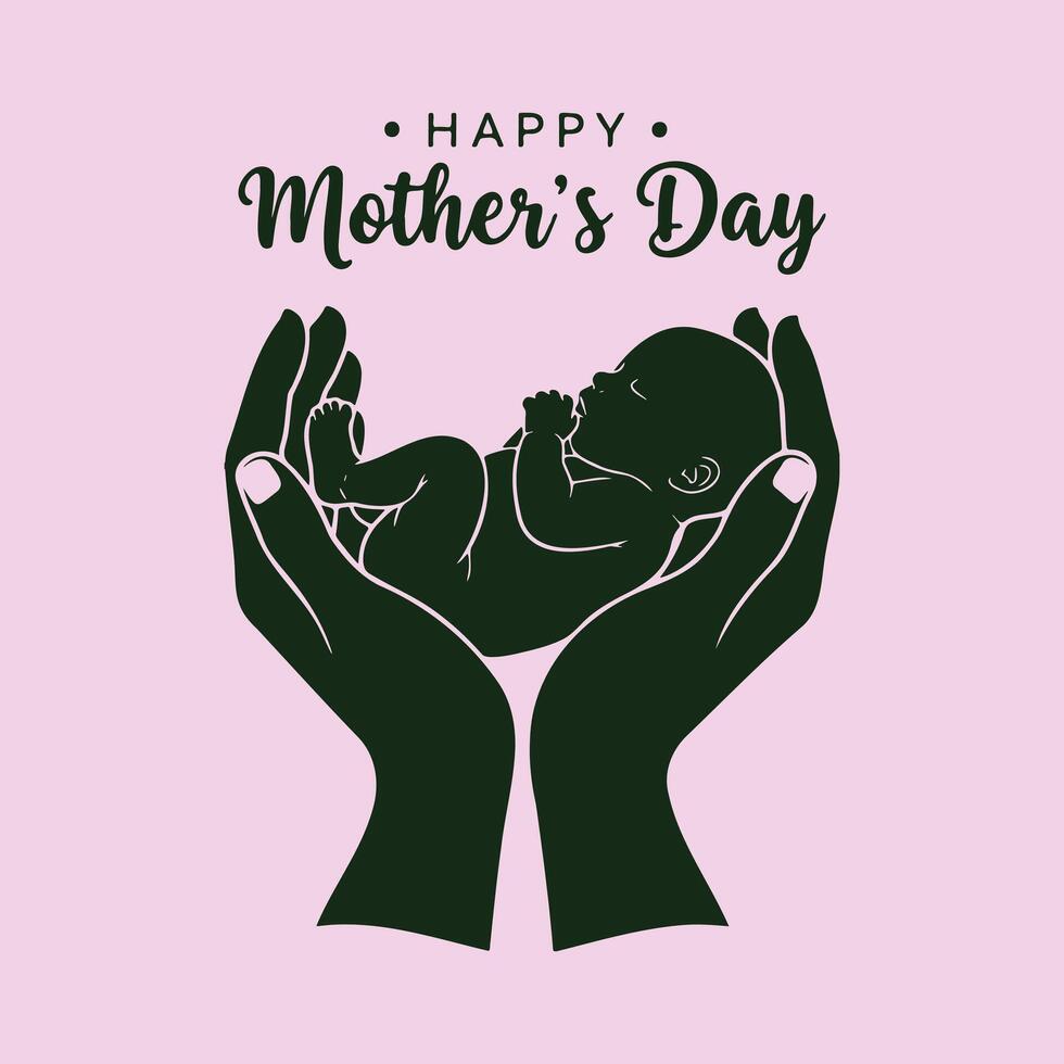 Mother and Baby Silhouette II A New-born's Warm Embrace vector