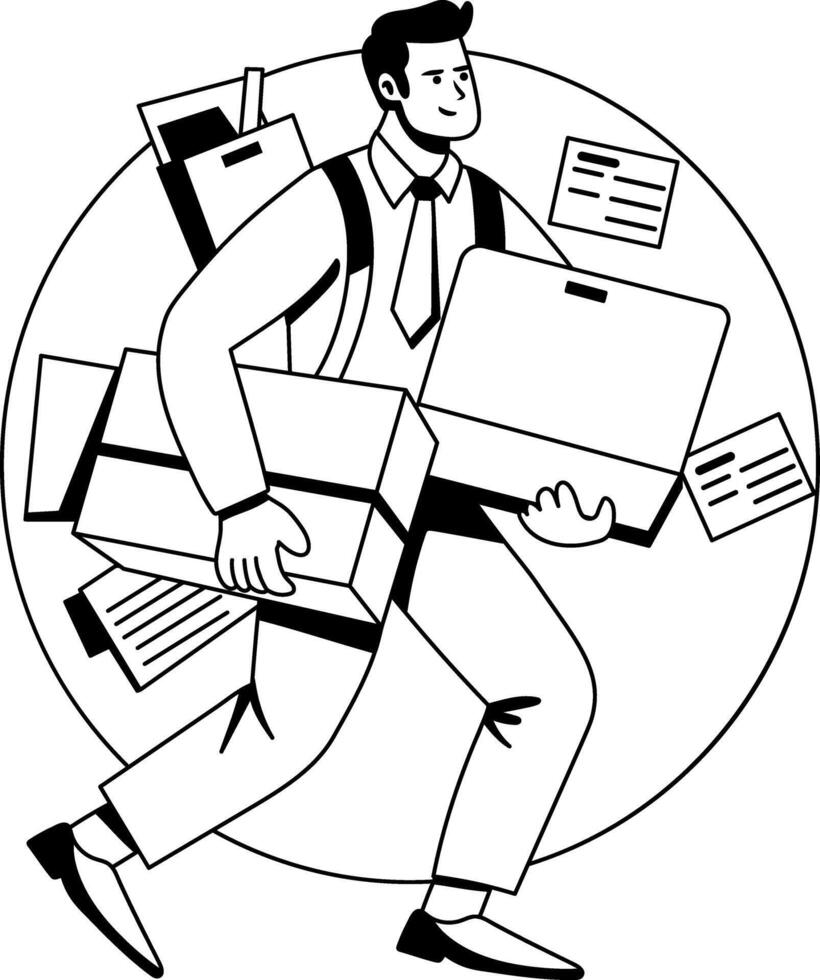 An employee taking office burden, glyph style illustration vector