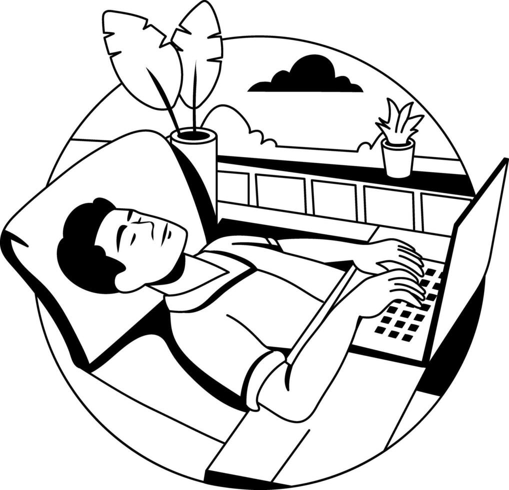 A person taking work nap glyph illustration vector